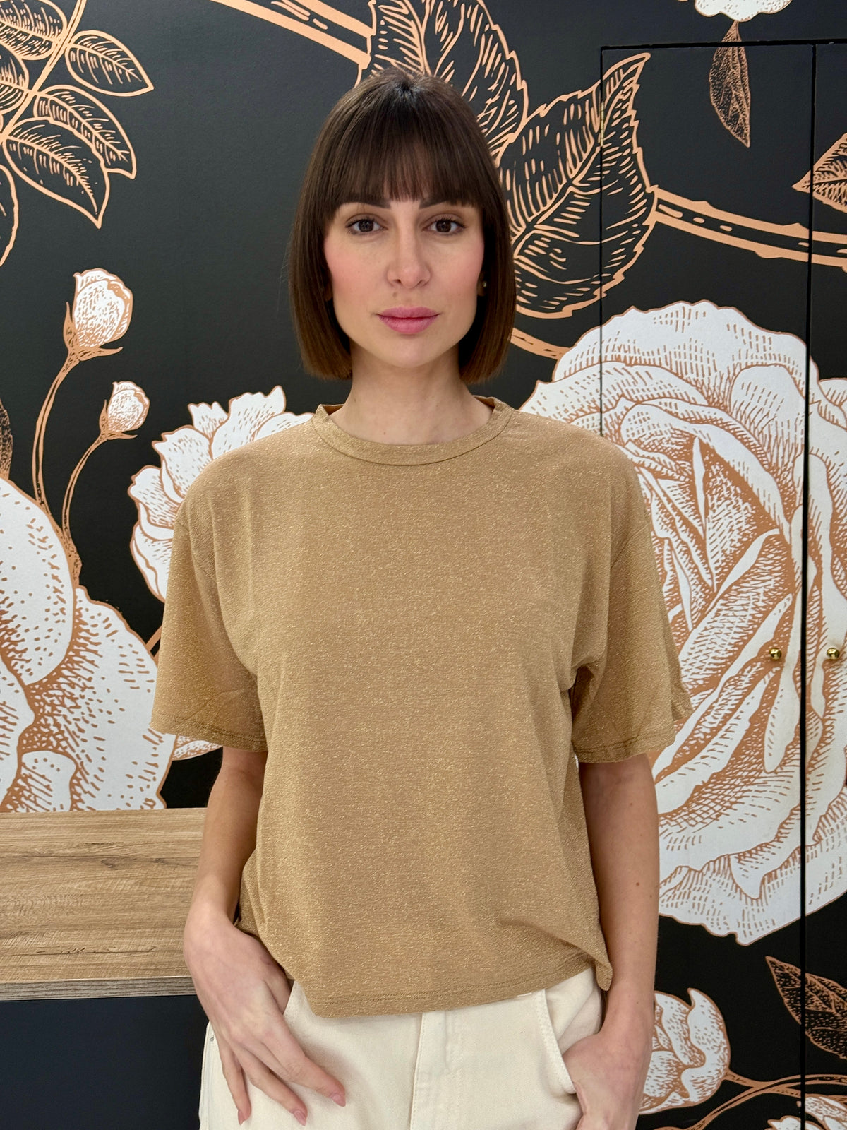 T-shirt in lurex verde oro - Kontatto