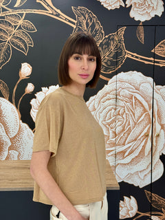 T-shirt in lurex verde oro - Kontatto