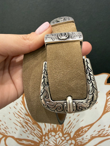 Cintura in crosta tortora con fibbia argento - Vicolo