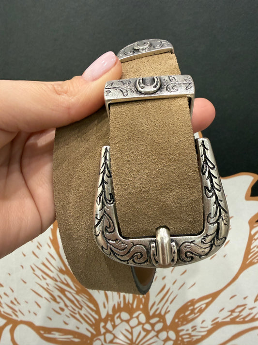 Cintura in crosta tortora con fibbia argento - Vicolo