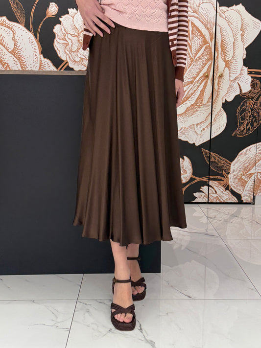 Gonna midi in raso nutella - Kontatto