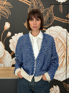 Cardigan bubble ecru'/blu - Haveone