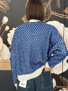 Cardigan bubble ecru'/blu - Haveone