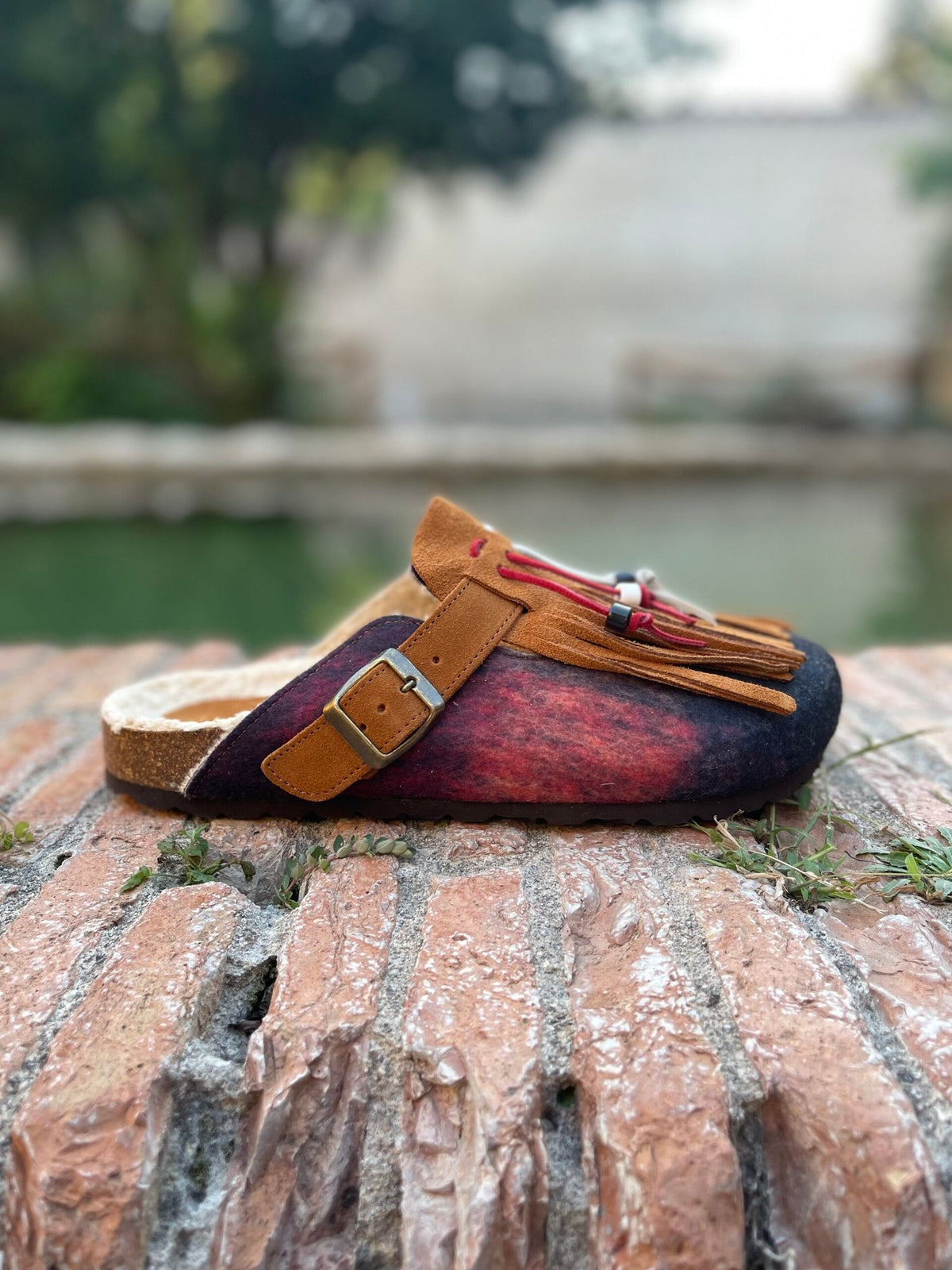 Sabot in tessuto check