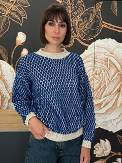 Pullover bubble ecru'/blu - Haveone