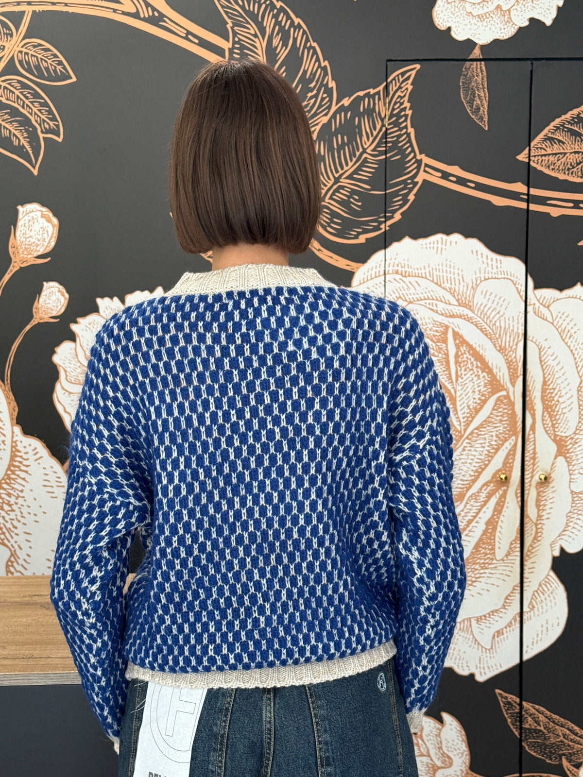 Pullover bubble ecru'/blu - Haveone