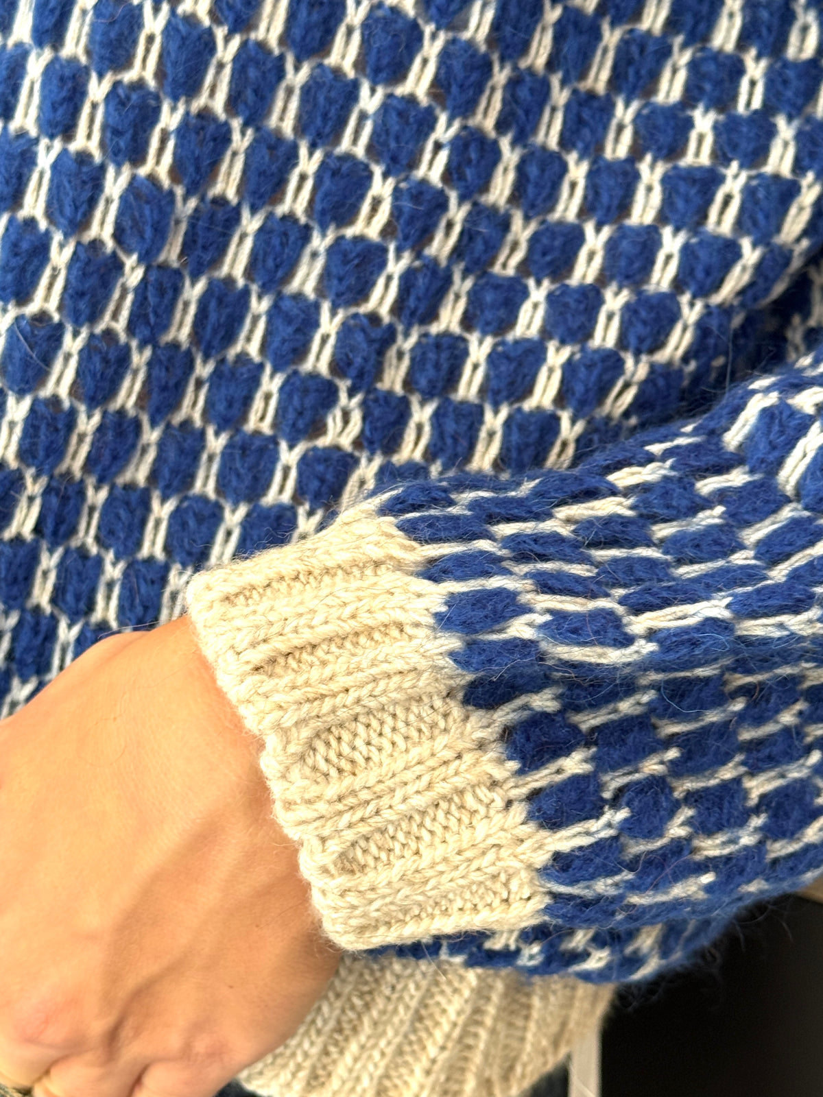 Pullover bubble ecru'/blu - Haveone
