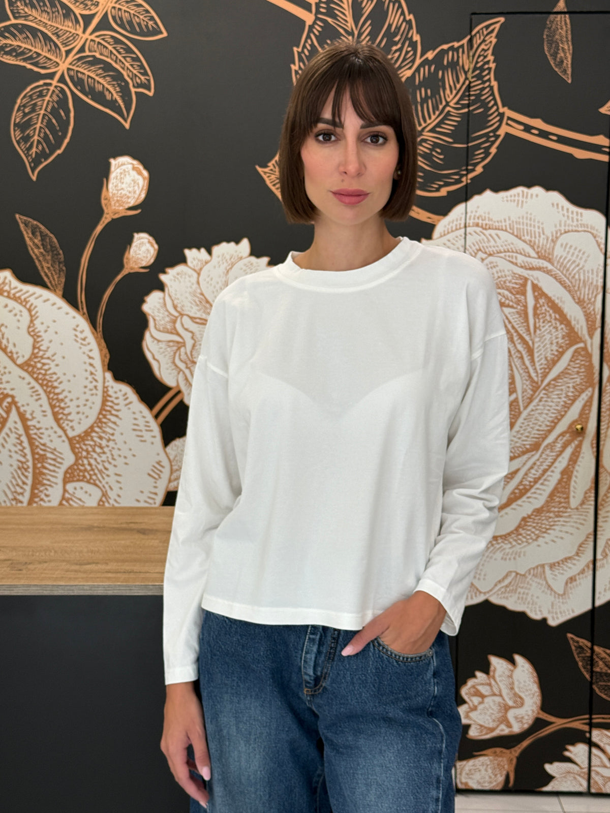 Maglia scatola paricollo bianca - Haveone