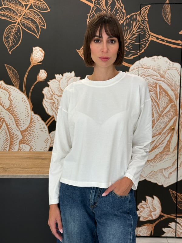 Maglia scatola paricollo bianca - Haveone