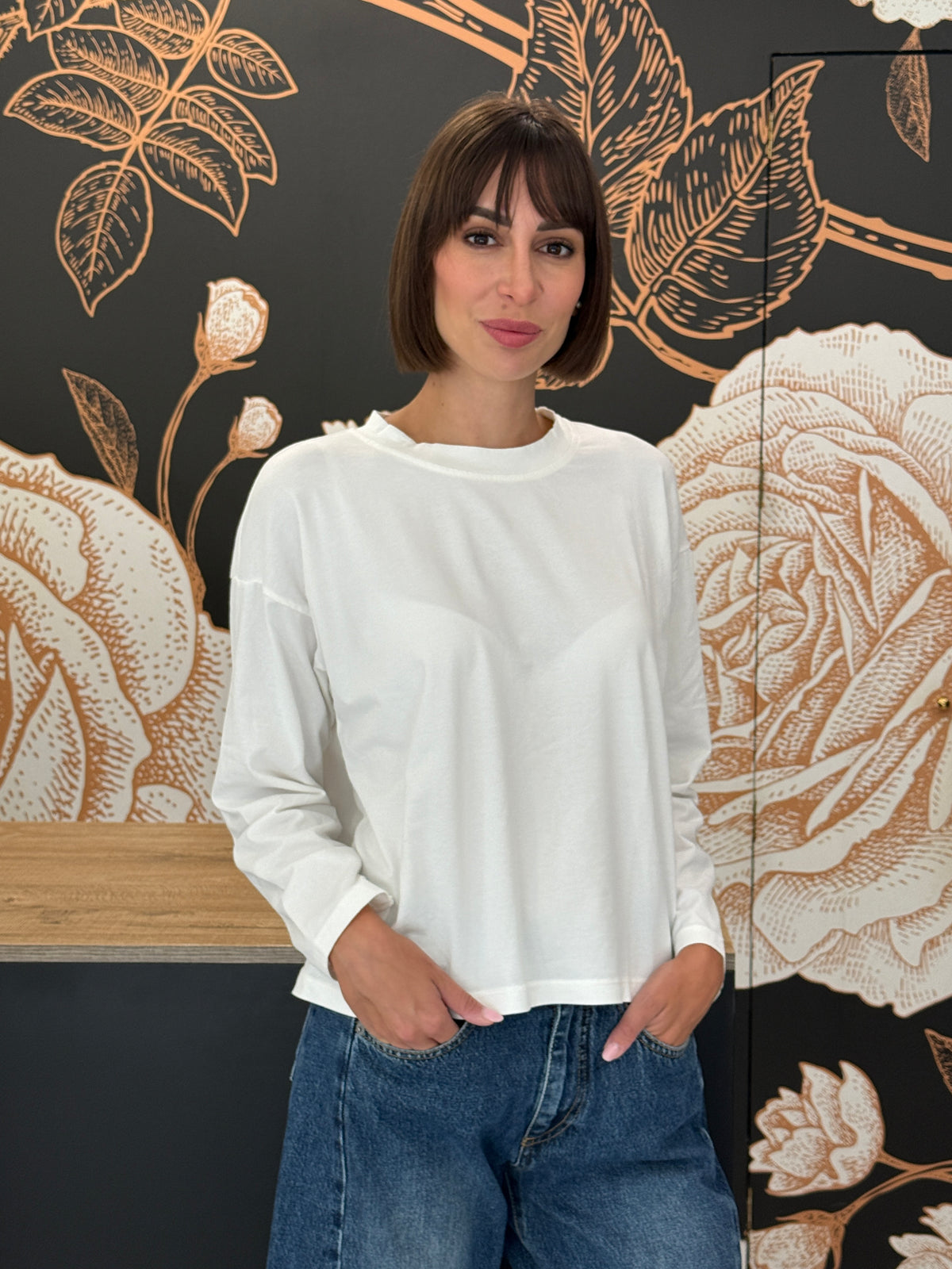 Maglia scatola paricollo bianca - Haveone