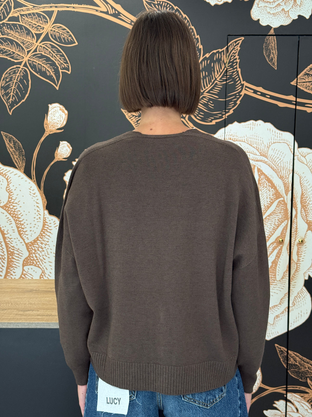 Cardigan doppio filo cacao - Haveone