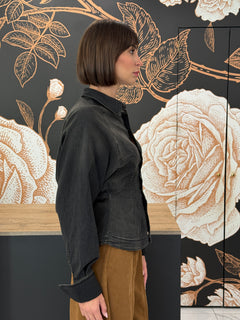 Camicia sfiancata  in denim nero - Vicolo