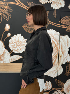 Camicia sfiancata  in denim nero - Vicolo