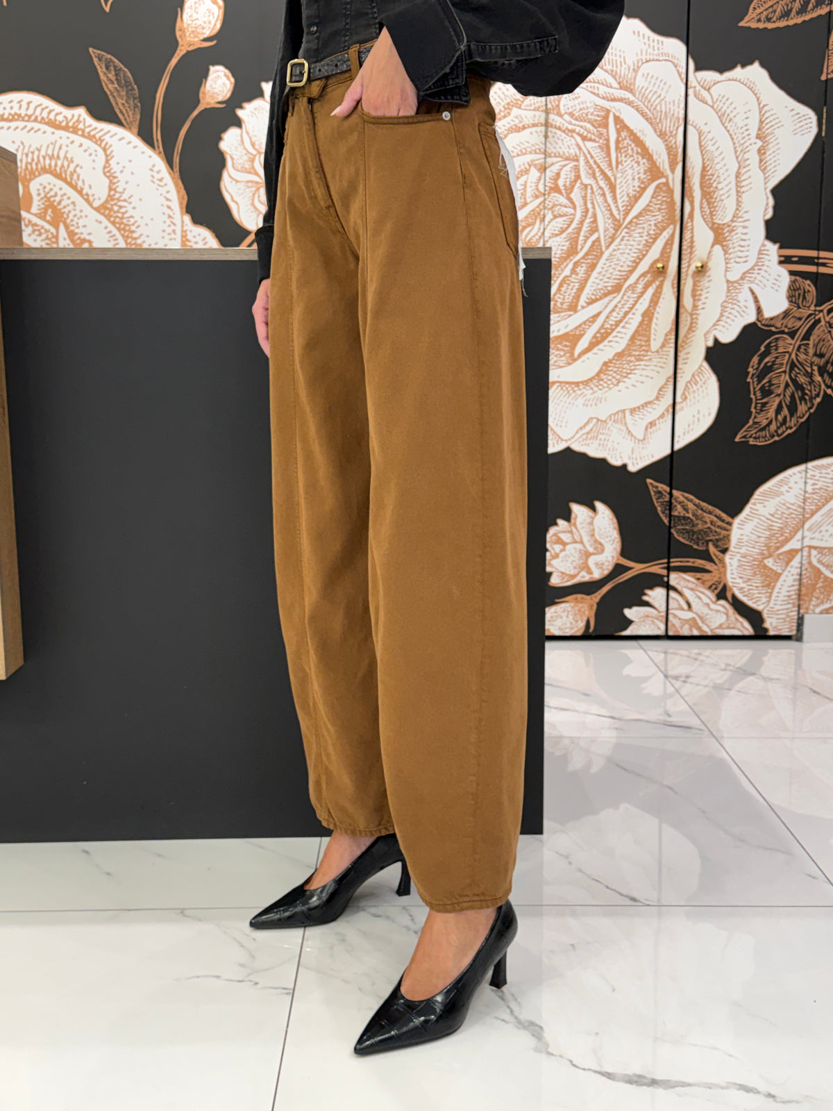 Pantalon palazzo modello PAUL tabacco - Haveone