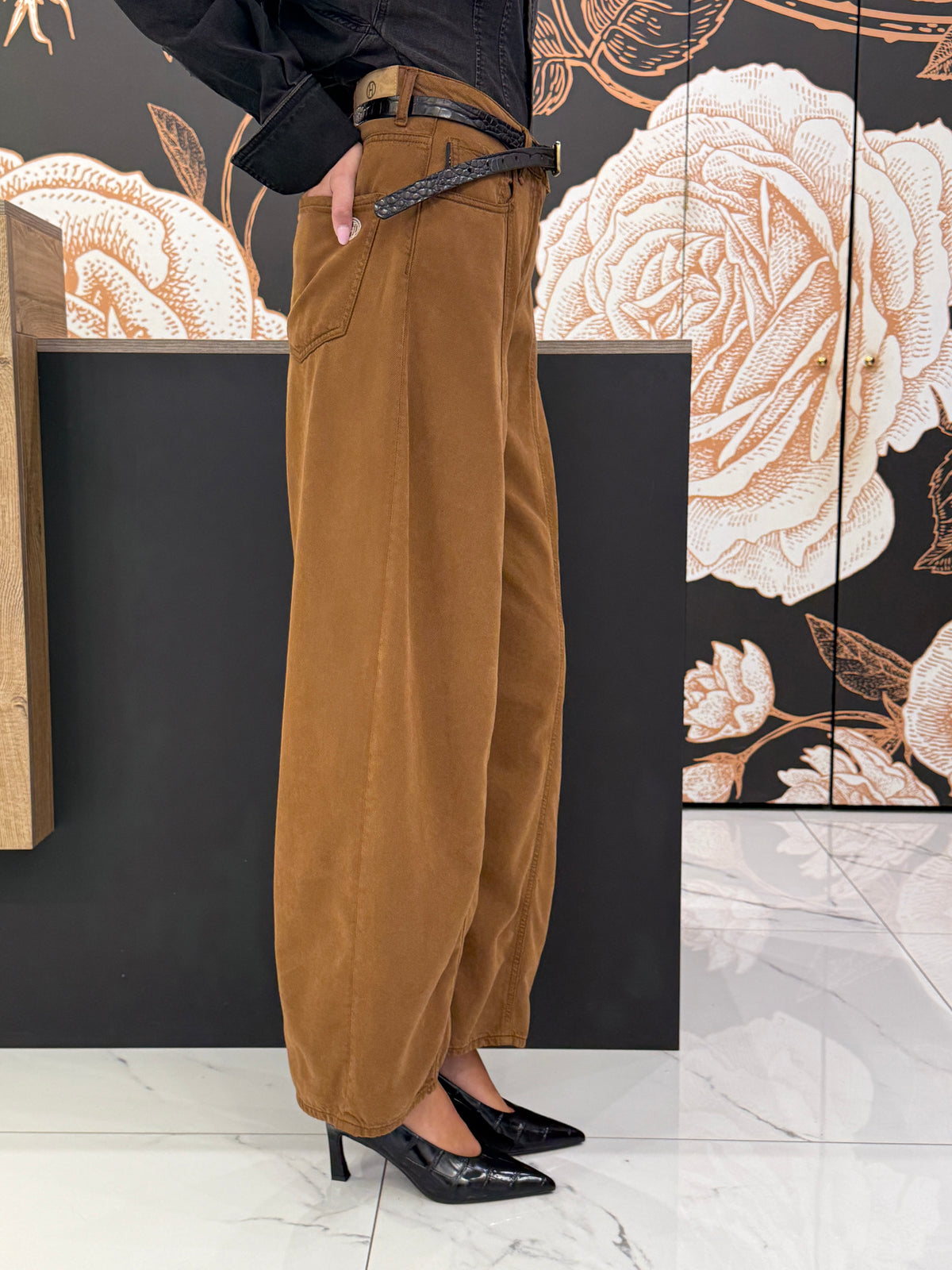 Pantalon palazzo modello PAUL tabacco - Haveone
