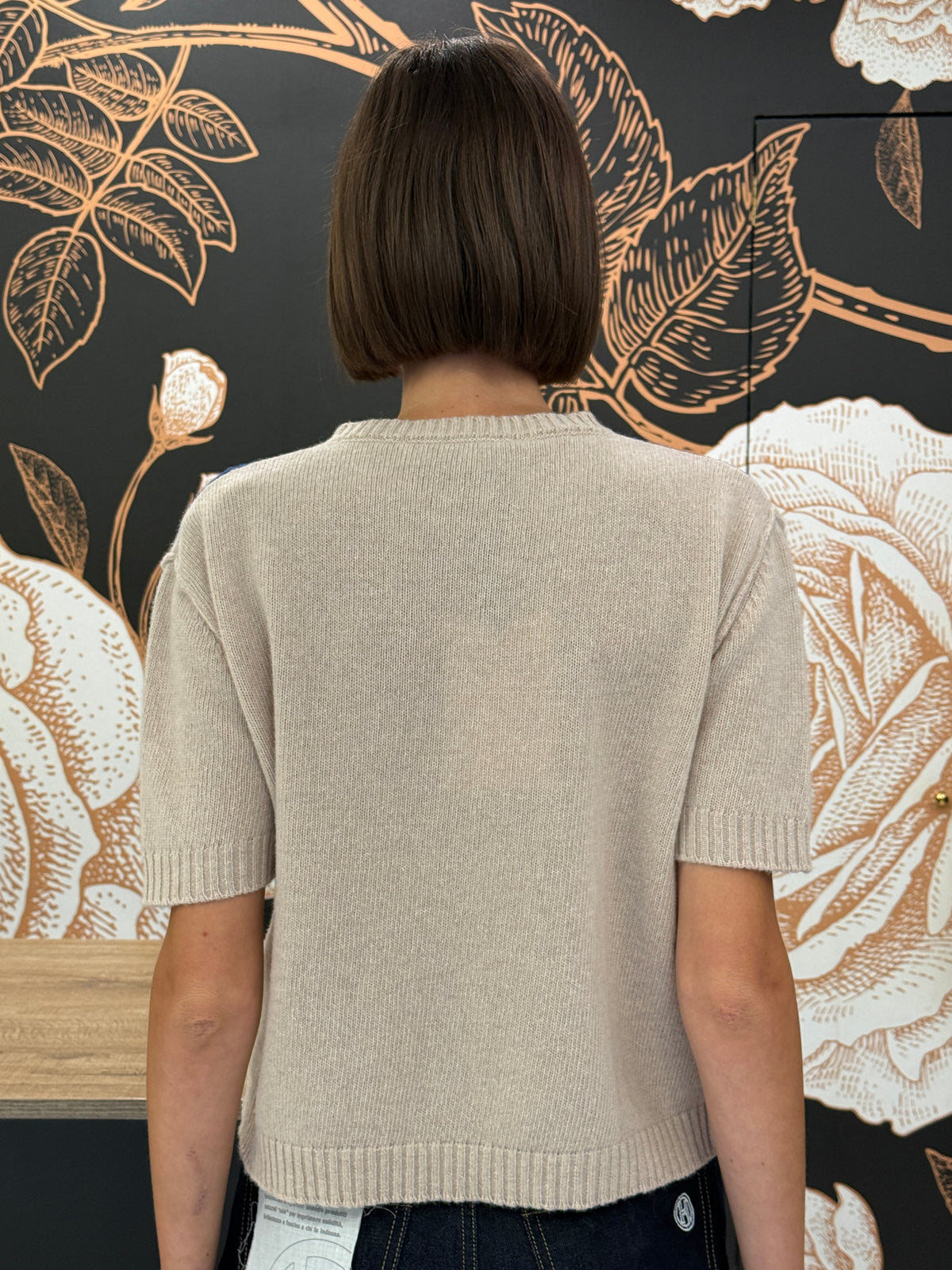 Maglia girocollo manica corta romby beige/royal/moro - Haveone
