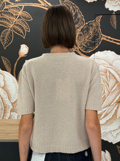 Maglia girocollo manica corta romby beige/royal/moro - Haveone