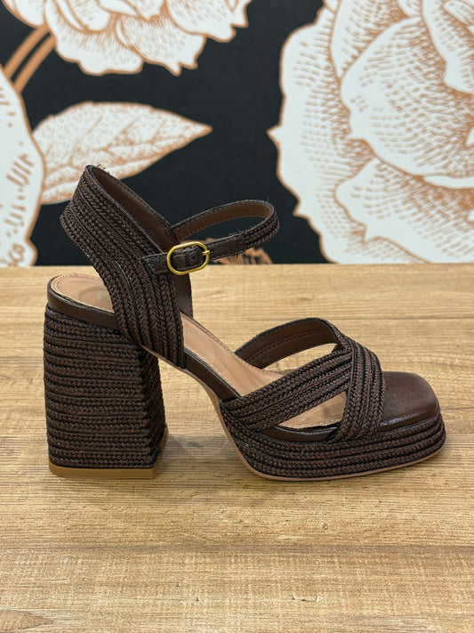 Sandalo intrecciato con plateau moro - Ovyé