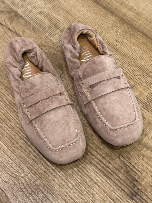 Mocassino slipper in camoscio cipria - Ovyé