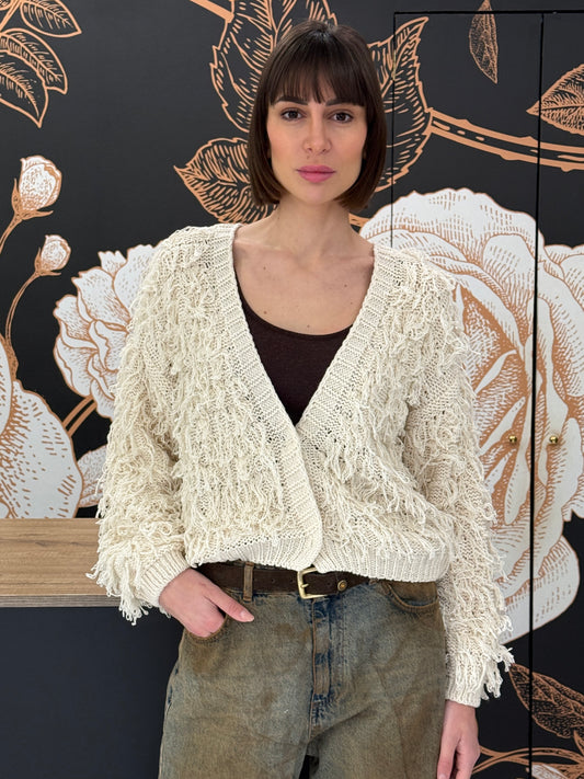 Cardigan in magia con frange calce - HAVEONE