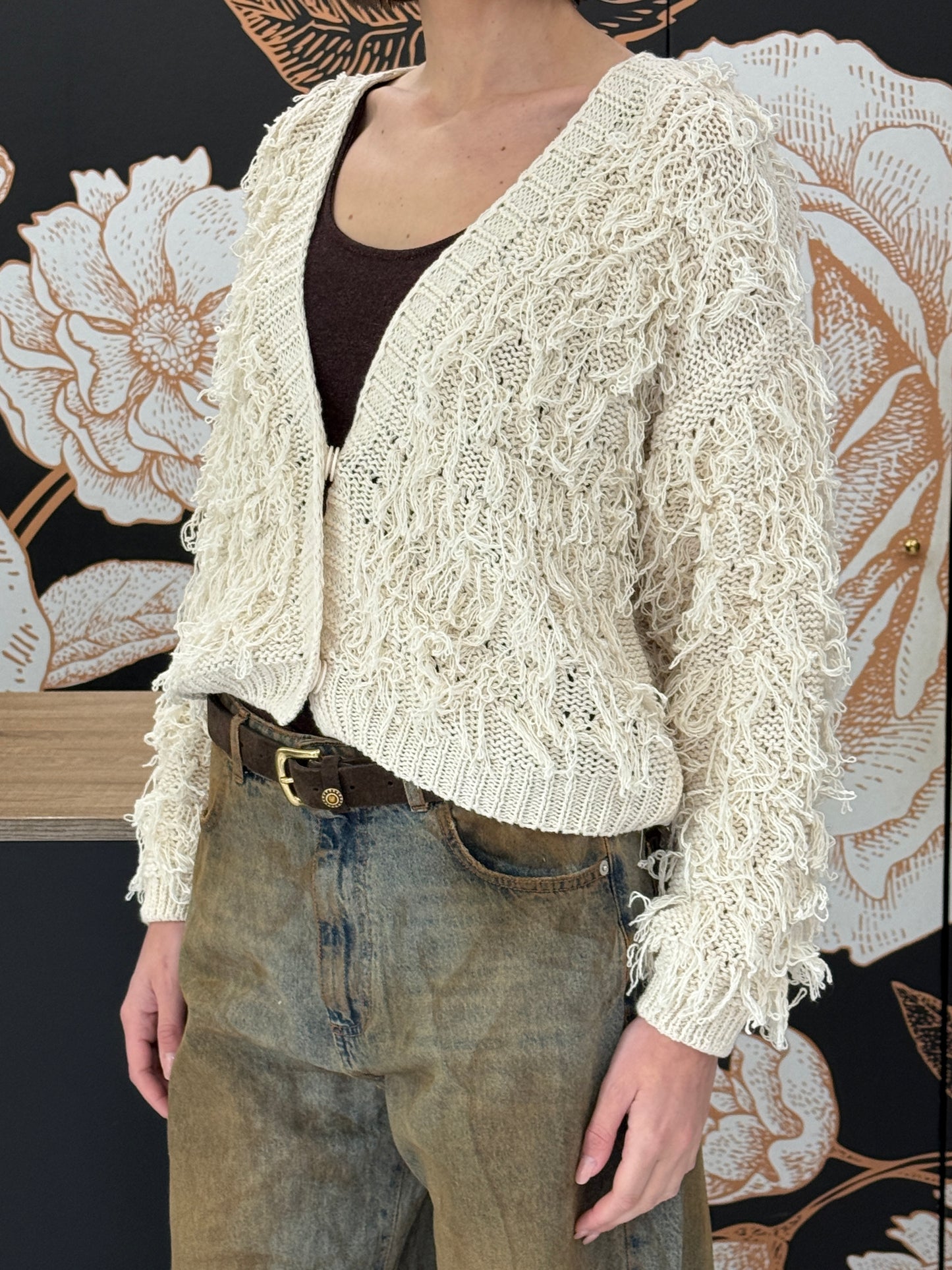Cardigan in maglia con frange calce - HAVEONE