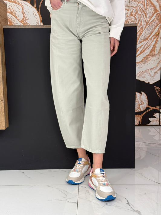 Jeans Barrel fit  colore verde - VIcolo