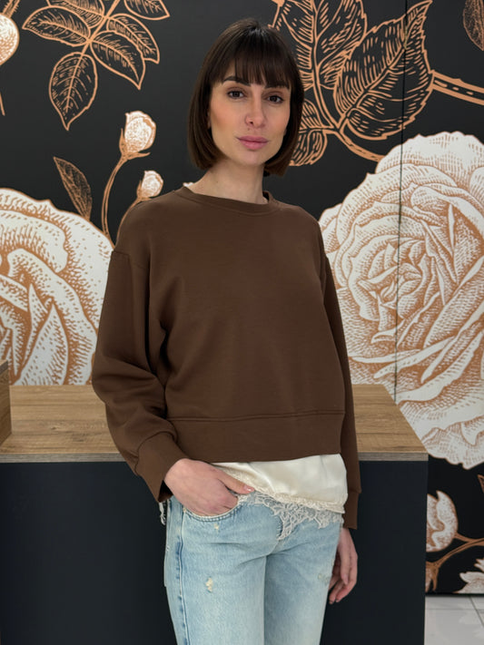 Felpa girocollo con dettaglio pizzo - HAVEONE