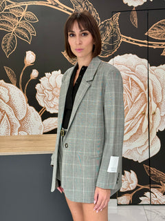 Giacca monopetto fantasia check grigio/bianco/nero - VICOLO