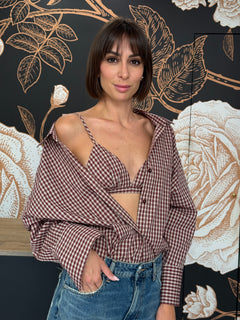 Camicia check + bralette bordeaux - Vicolo