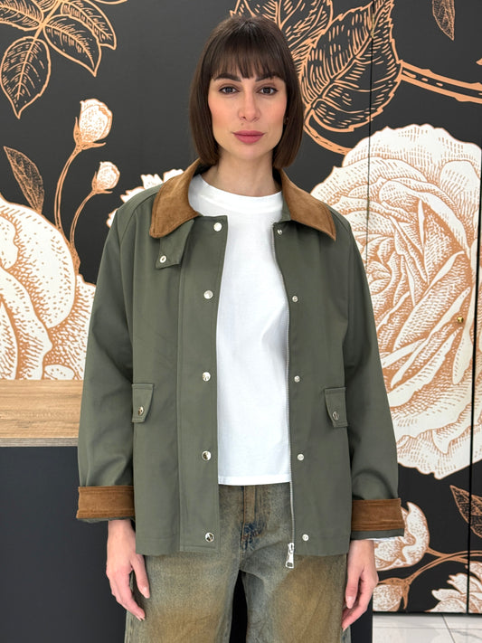 Trench corto in cotone verde - HAVEONE