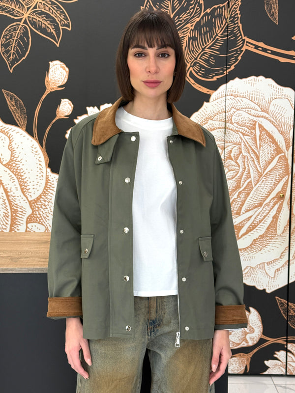 Trench corto in cotone verde - HAVEONE