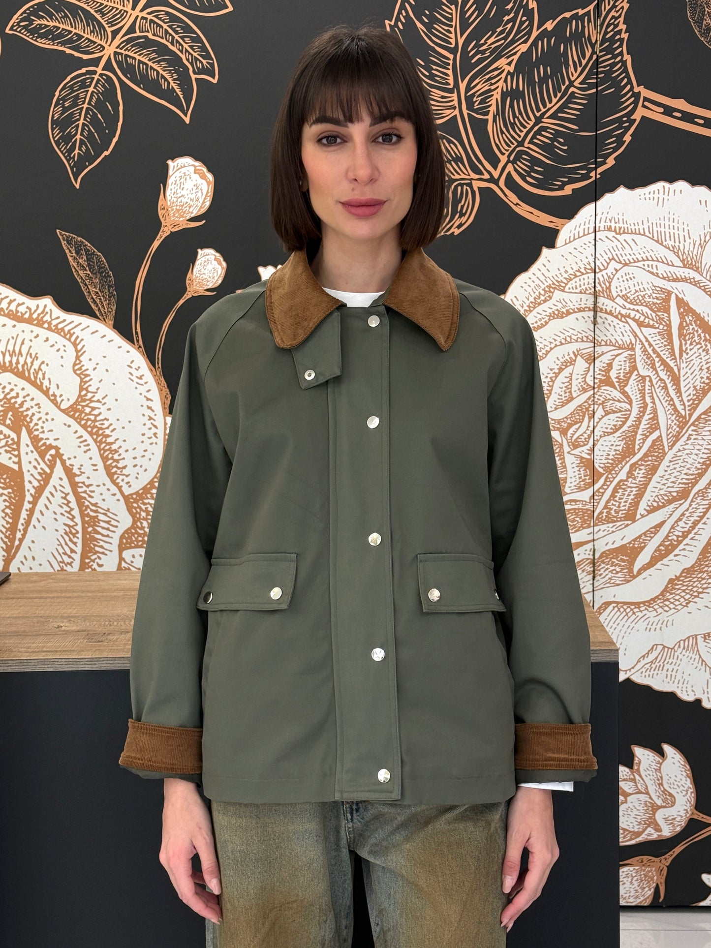 Trench corto in cotone verde - HAVEONE