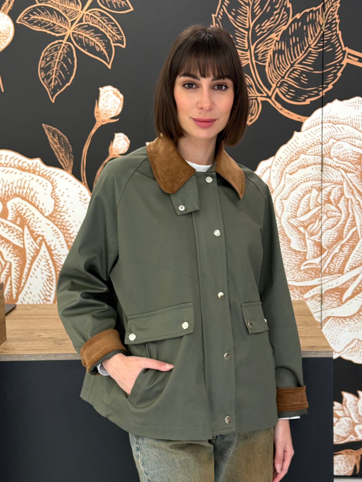 Trench corto in cotone verde - HAVEONE