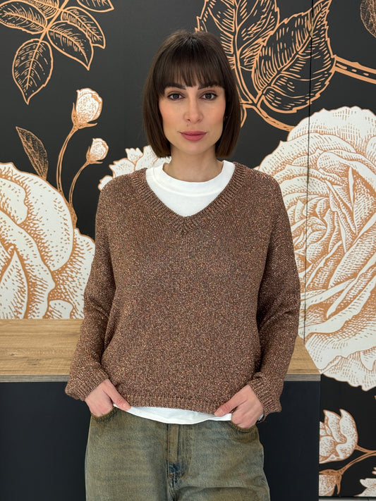 Maglia in lurex scollo a V - Kontatto