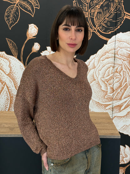 Maglia in lurex scollo a V - Kontatto