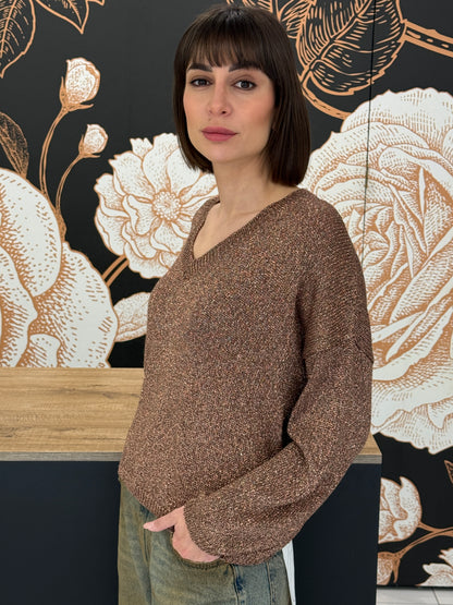 Maglia in lurex scollo a V - Kontatto