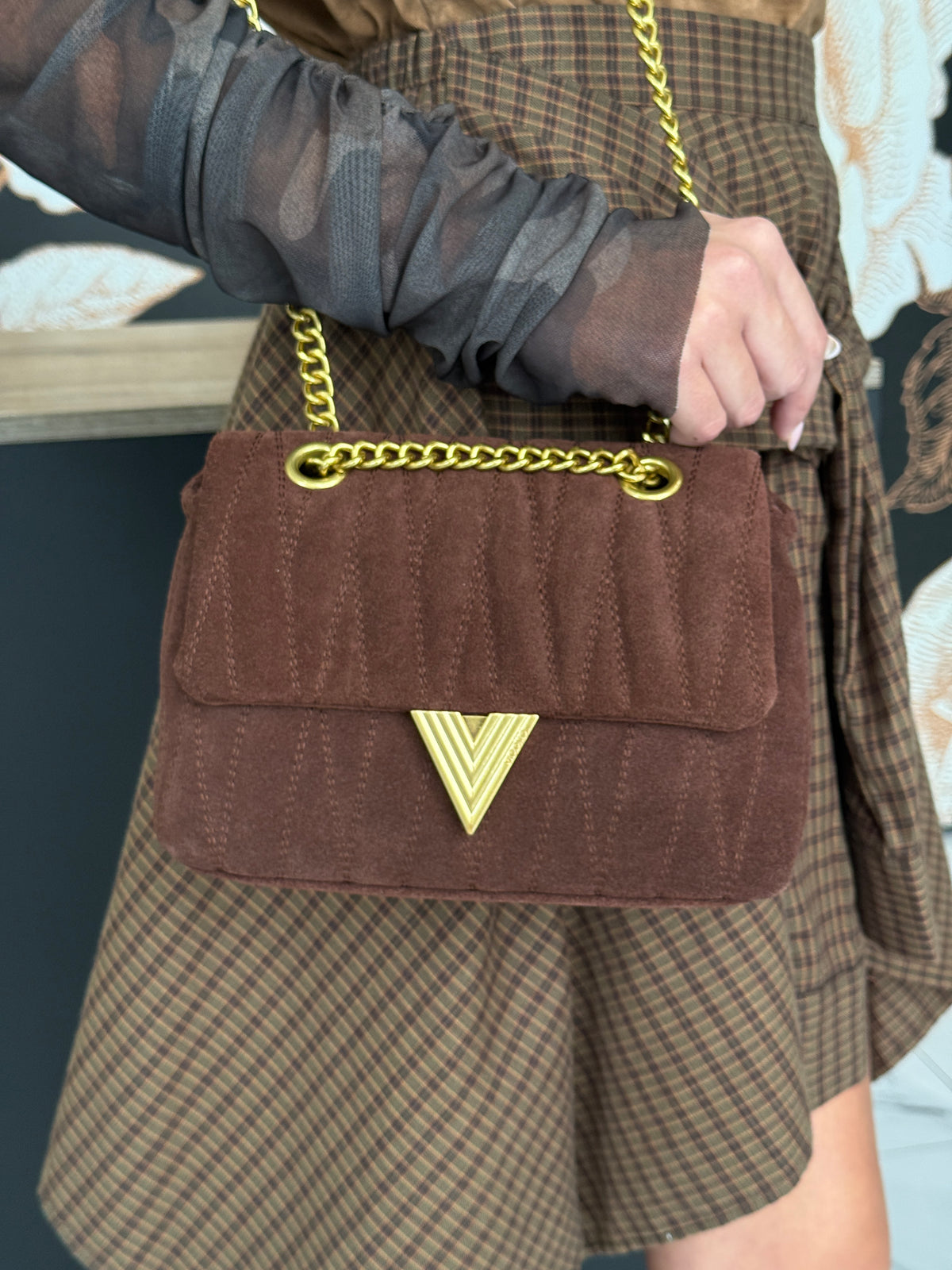 Borsa modello belleville small bag vera pelle moka - VICOLO