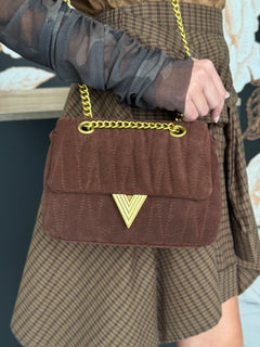 Borsa modello belleville small bag vera pelle moka - VICOLO