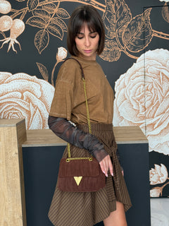Borsa modello belleville small bag vera pelle moka - VICOLO