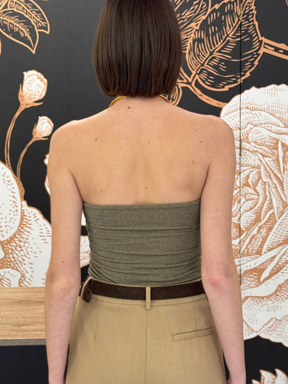 Top a fascia in lurex verde militare - Kontatto