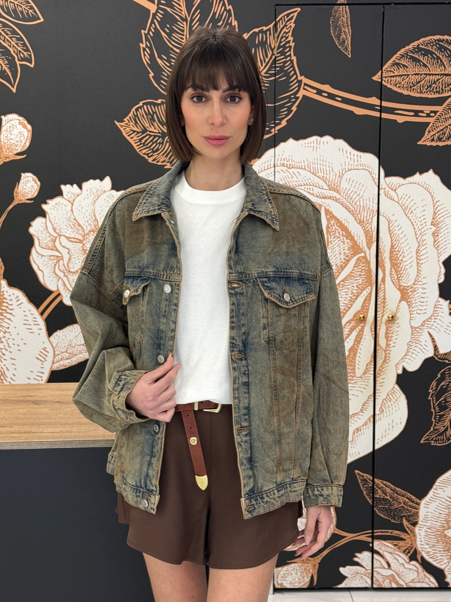 Giubbino denim spennellato oversize - HAVEONE