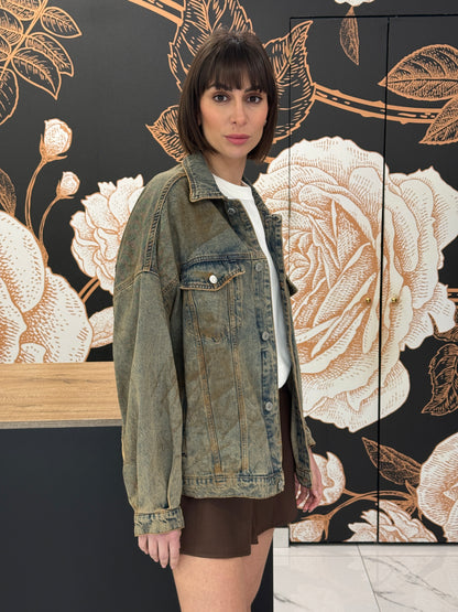 Giubbino denim spennellato oversize - HAVEONE