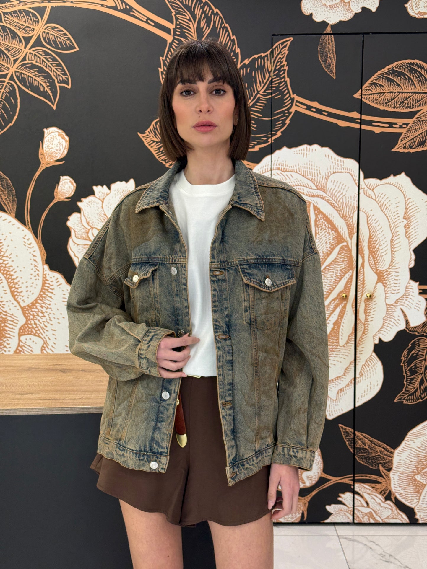 Giubbino denim spennellato oversize - HAVEONE