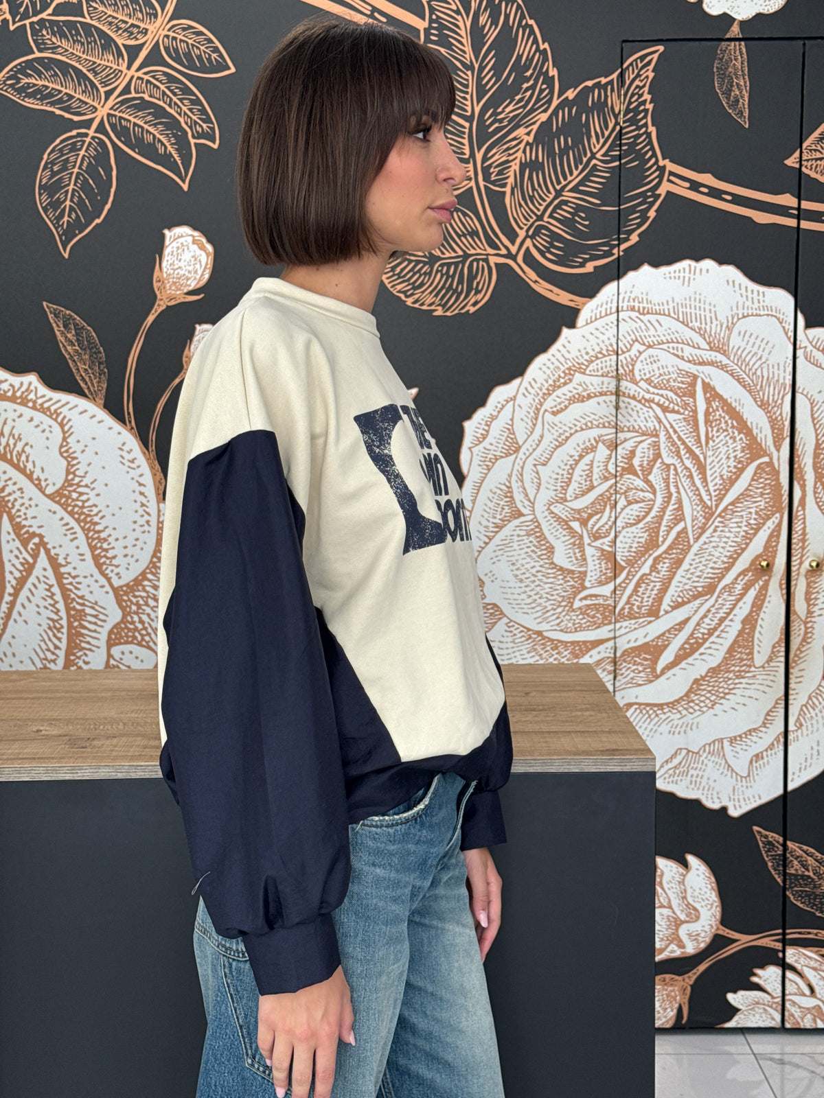Felpa doppio tessuto con nylon burro/blu - haveone