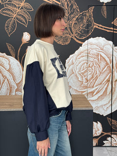 Felpa doppio tessuto con nylon burro/blu - haveone