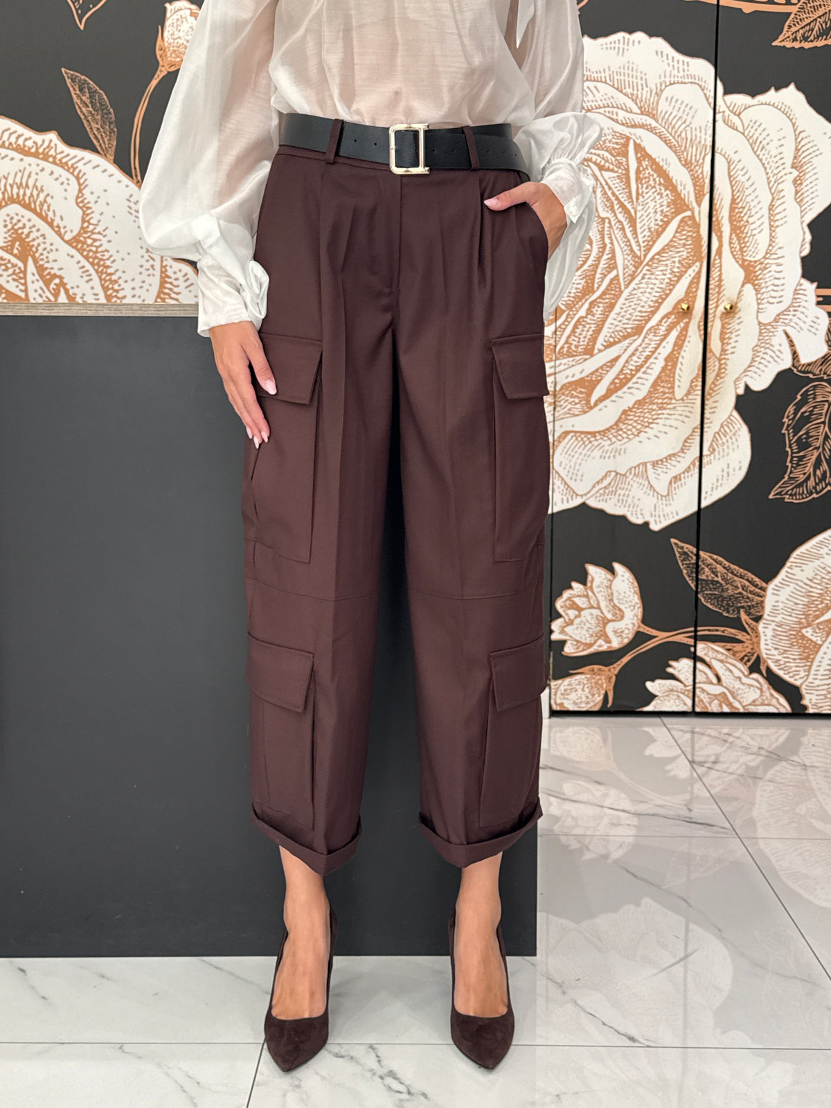 Pantalone cargo baggy doppia tasche moro - vicolo