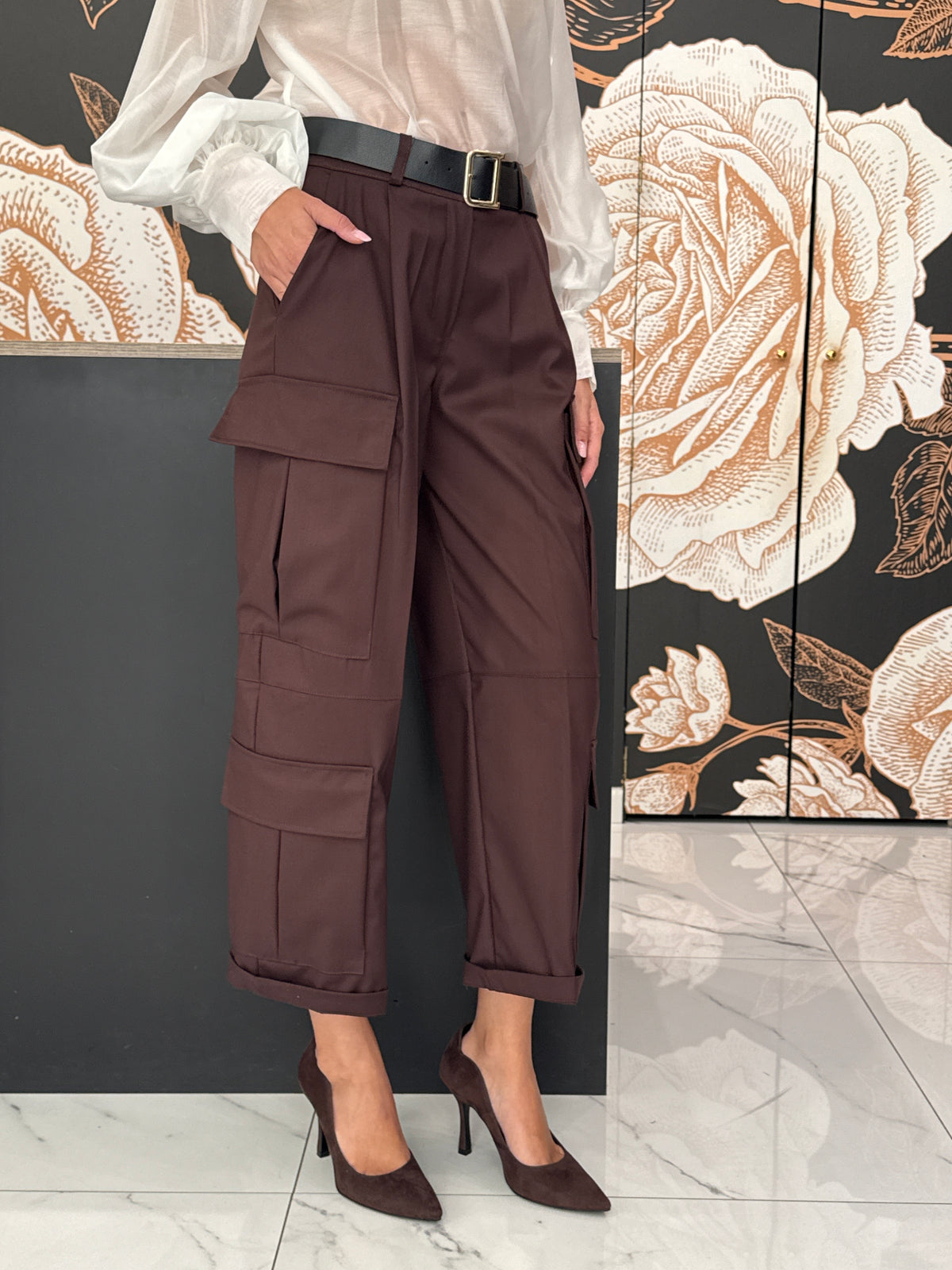 Pantalone cargo baggy doppia tasche moro - vicolo
