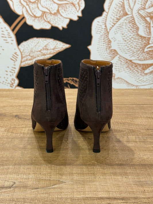 Stivaletto traforato in camoscio con zip moro - Ovyé