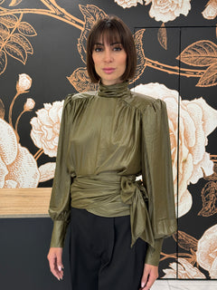 blusa spalline con fusciacca colore militare - HAVEONE