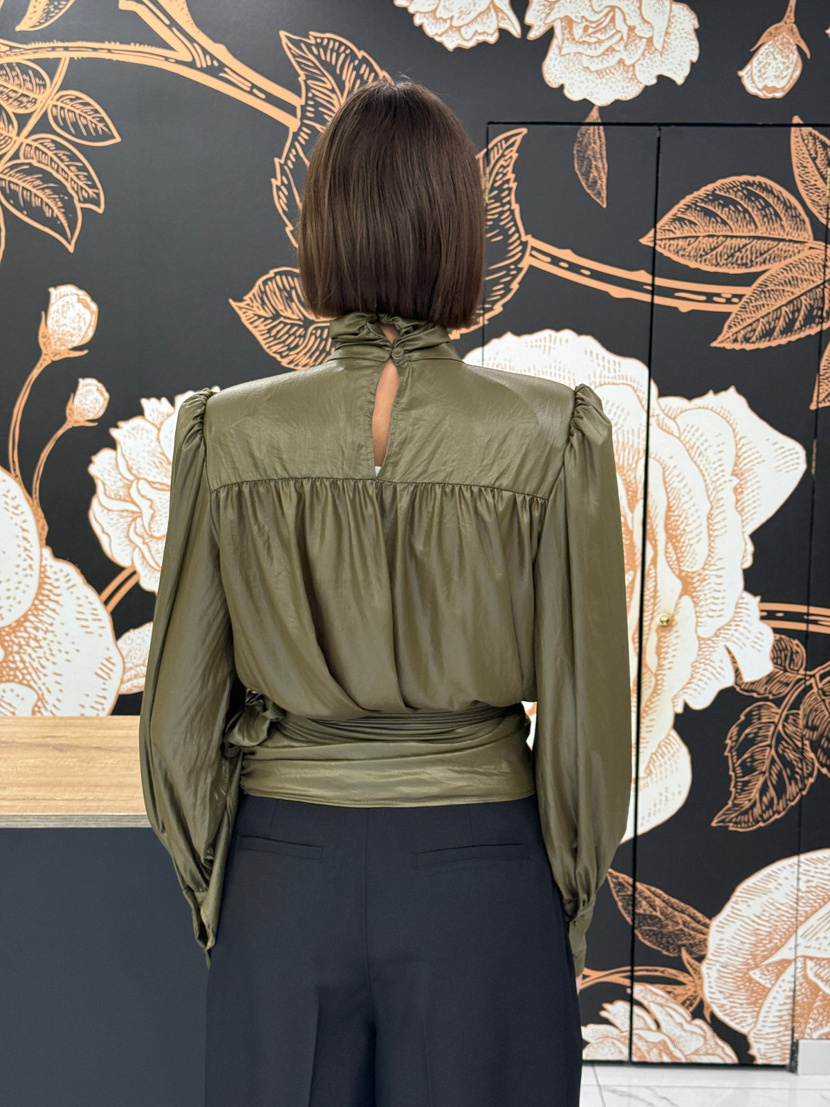 blusa spalline con fusciacca colore militare - HAVEONE